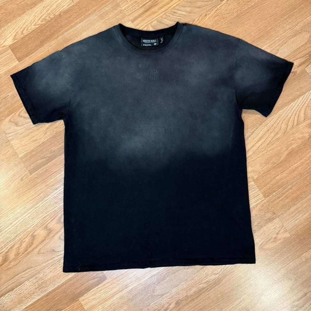 Ninth Hall Men's black gray ombré cotton t-shirt faded gradient Oversized SM‎